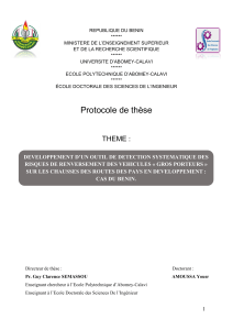 Protocole de thèse : Risques de renversement des véhicules au Bénin