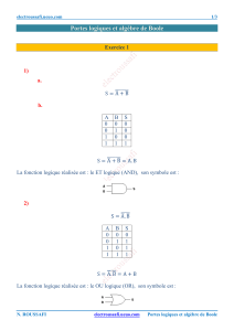 Exercices : Portes Logiques et Alg&egrave;bre de Boole