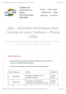 Diarrh&eacute;e chronique : Fiche LISA pour adultes et enfants