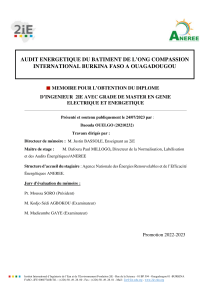 Audit énergétique bâtiment ONG Compassion Burkina Faso