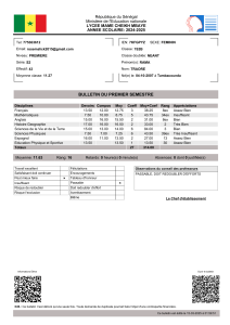 Bulletin Scolaire de Rama Traore - Premier Semestre