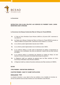 Instruction Services Paiement UMOA