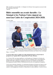 S&eacute;n&eacute;gal et ONU : Cadre de Coop&eacute;ration pour un Avenir Durable
