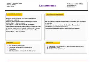 Systèmes d'équations : Cours de maths 3ème APIC