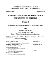 Thèse : Conseils en Pathologies Courantes à l'Officine