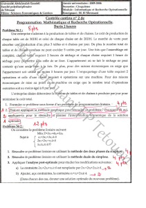 Examen Recherche Opérationnelle - Programmation Mathématique