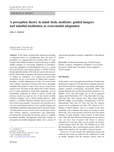 Mind-Body Medicine: Guided Imagery & Cross-Modal Adaptation