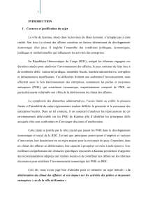 Climat des affaires et PME &agrave; Kamina : Analyse d'impact
