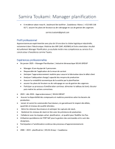 CV Samira Toukami - Manager Planification Logistique