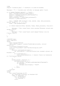Ajout d'étudiant - Formulaire PHP