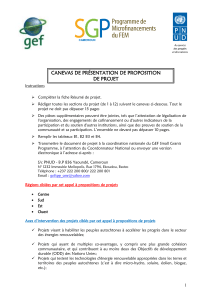 Cameroun: Modèle de Proposition de Projet GEF Small Grants