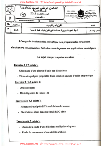 Examen Physique-Chimie Bac International 2022