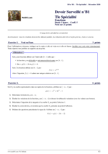 DS Maths Tle Spécialité: Fonctions - Décembre 2020