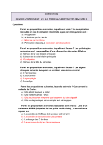 QCM Processus Obstructifs : Entraînement UE 2.8 S3