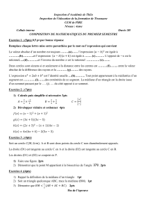 Composition de Maths 4ème - Premier Semestre