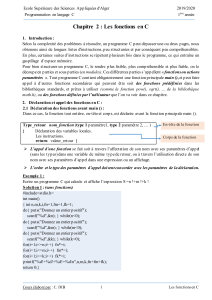 Cours sur les fonctions en C - Programmation