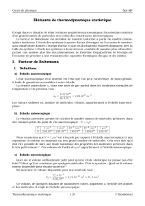 Thermodynamique Statistique : Cours Spé MP
