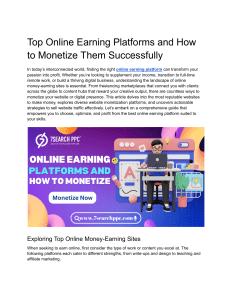 Top Online Earning Platforms and How to Monetize Them Successfully