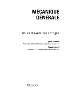 Mécanique Générale : Cours et Exercices Corrigés