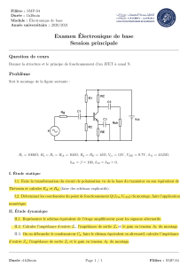 Examen Électronique de base SMP-S4: JFET et Amplificateur
