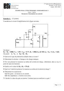 Examen d'Électronique Fondamentale I - Analyse de Circuits & Transistors