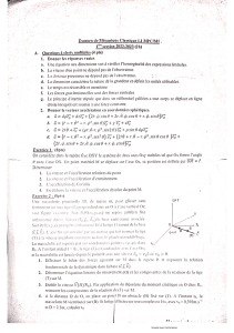 Examen de Mécanique Classique L1 MPC/MI
