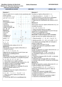 Exercices de Maths 3AS : Géométrie et Vecteurs