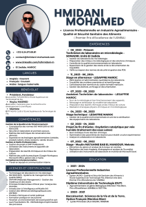 CV Agroalimentaire Qualité & Sécurité | Mohamed Hmidani