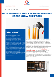 NIOS & Government Jobs: Eligibility, Facts & Career Prospects