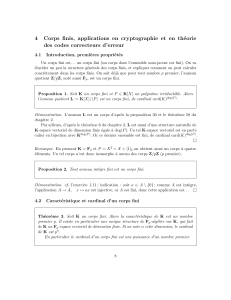 Corps finis, cryptographie et codes correcteurs d'erreur