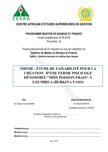 Étude de faisabilité ferme piscicole Loumbila Burkina Faso