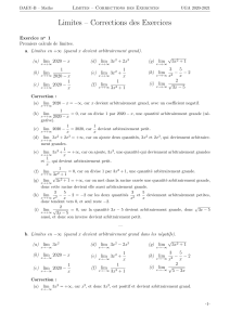 Exercices Corrigés : Limites en Maths - UGA 2020-2021