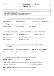 Exercices de français CE2 : Imparfait de l'indicatif