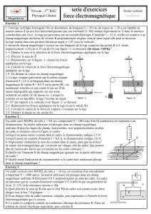 Exercices d'&eacute;lectromagn&eacute;tisme : Physique 1&egrave;re BAC