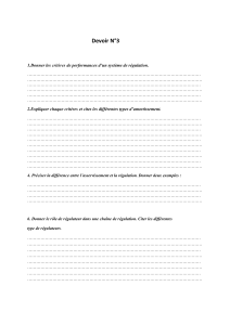 Systèmes de Régulation : Critères et Types