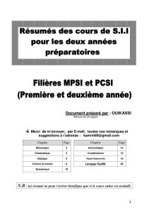 Résumé de cours SII - Classes préparatoires MPSI/PCSI