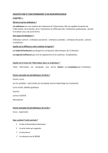 Architecture et fonctionnement d'un microprocesseur - Cours