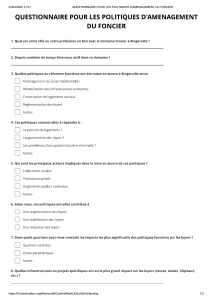 Questionnaire : Politiques d'am&eacute;nagement foncier &agrave; Bingerville