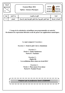 Examen Blanc Sciences Physiques - Lycée Najib Mahfoud