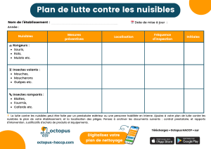 Plan de lutte contre les nuisibles : Modèle HACCP