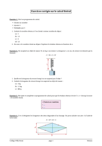 Exercices corrigés : Calcul littéral au collège