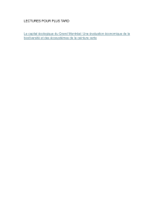 Capital écologique du Grand Montréal : Évaluation économique
