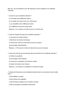 Solidarité Nationale : Questionnaire à Choix Multiples