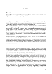 Fiche de lecture : Durkheim et le fait social