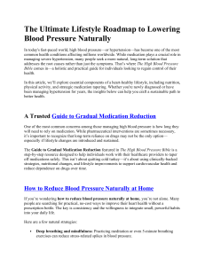 Lower Blood Pressure Naturally: A Lifestyle Guide