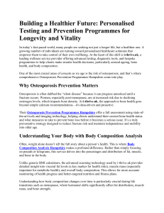 Personalized Health & Longevity: Testing & Prevention Programs