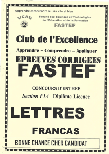 FASTEF: Examen d'entrée Licence Lettres - Épreuves Corrigées