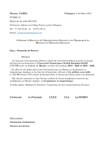 Demande de Bourse Master Anglais UNCHK - Moussa Tamba