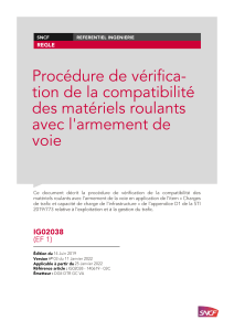 Proc&eacute;dure de v&eacute;rification de compatibilit&eacute; mat&eacute;riel roulant/voie