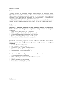 Exercices de grammaire : Discours direct et indirect